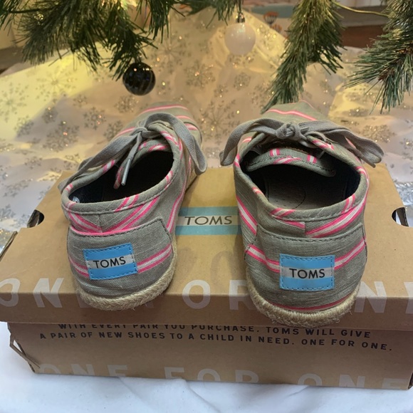 Toms Cordones Pink Washed Stripe Rope, Size 7 1/2 - Picture 2 of 6